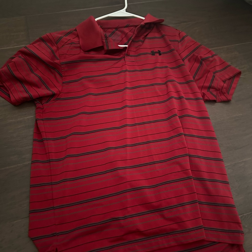 Under Armour Men's Polo in Red and Black Stripes